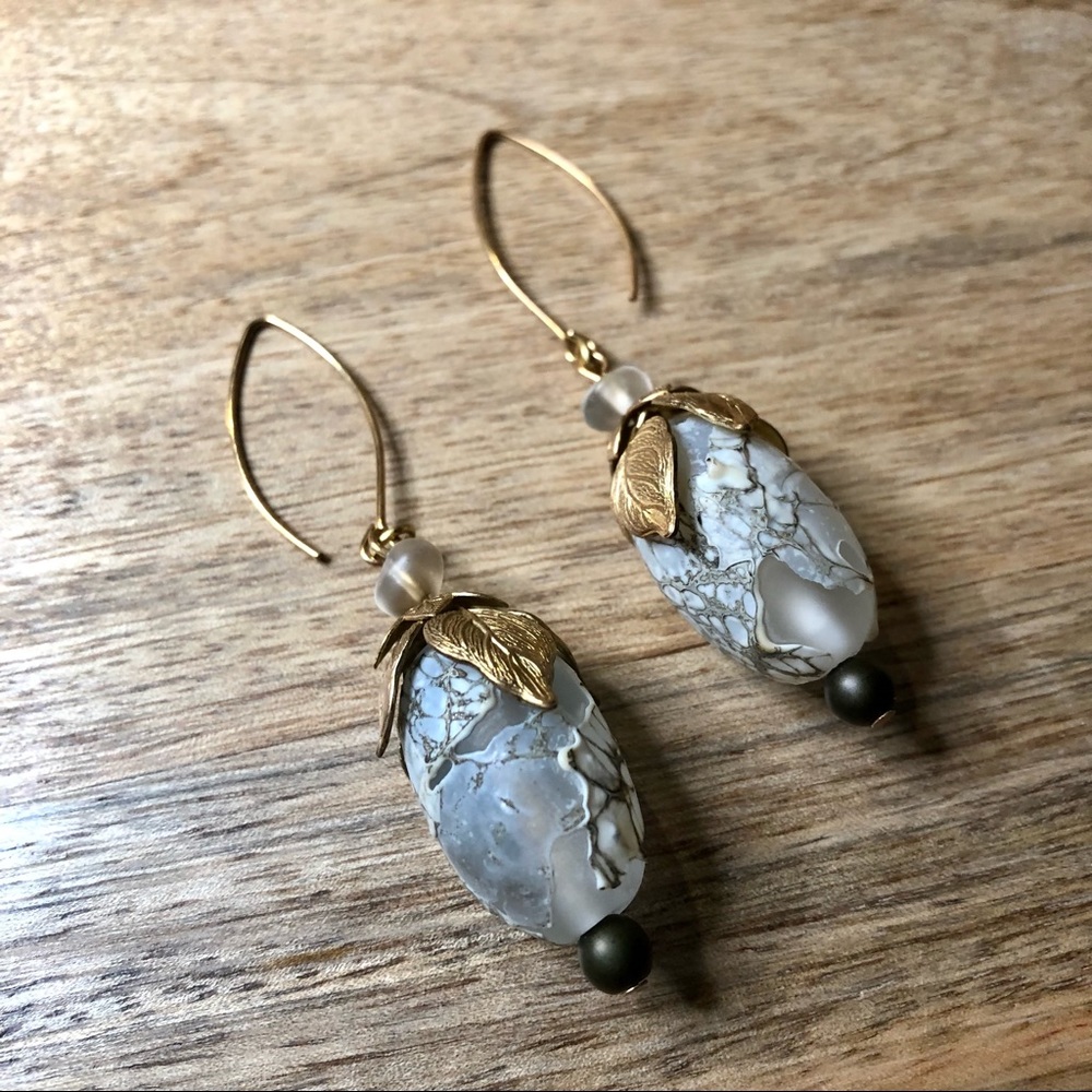 Lampwork Bead Earrings with Czech Glass Accents and Brass Findings